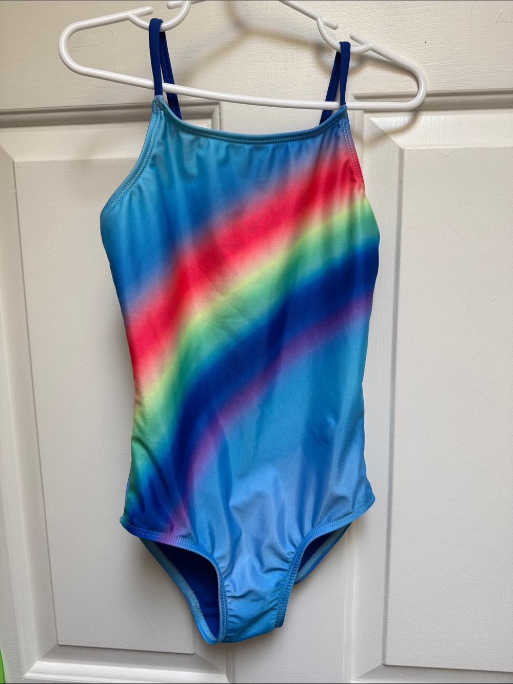 Breaking Waves Girls 6 Rainbow & Blue 1 Piece Swimsuit Bodysuit Red Green Purple